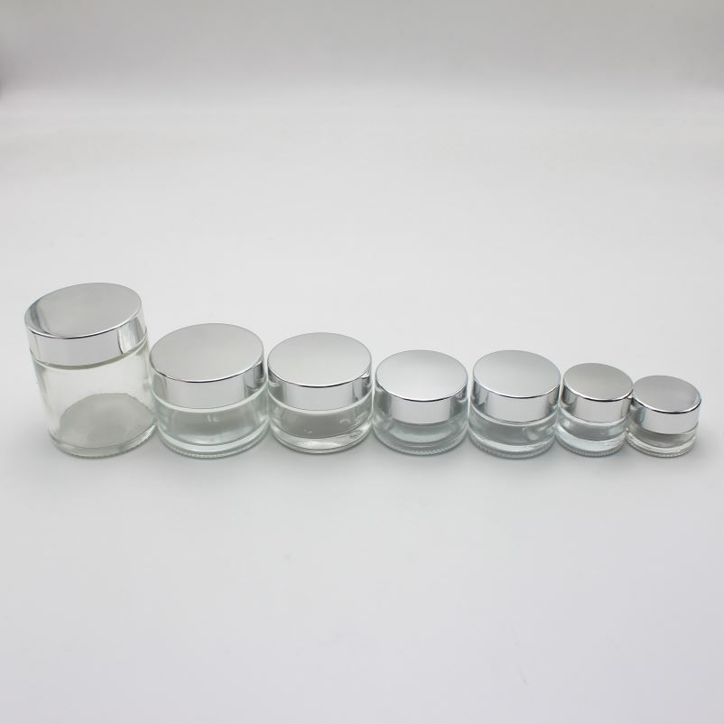 5g 10g 15g 20g 30g 50g 100g glass cosmetic jar 100 ml with silver lid wholesale MGJ-068Y