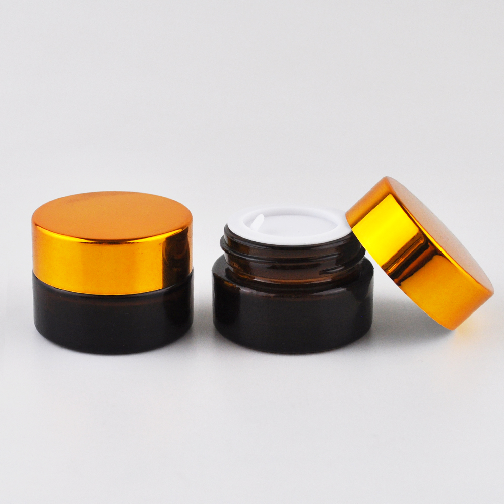 5g 10g 15g 20g 30g 50g 100g glass skin care cream packaging jars with  black metal lid and silver lid