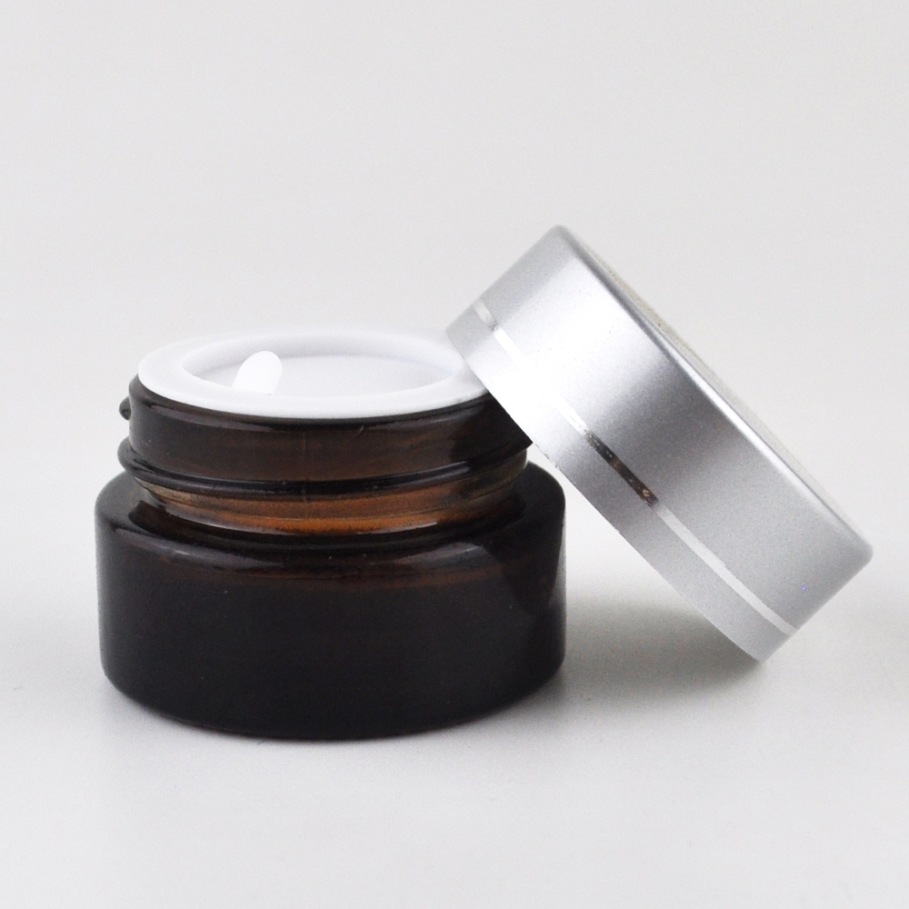 5g 10g 15g 20g 30g 50g 100g glass skin care cream packaging jars with black metal lid and silver lid