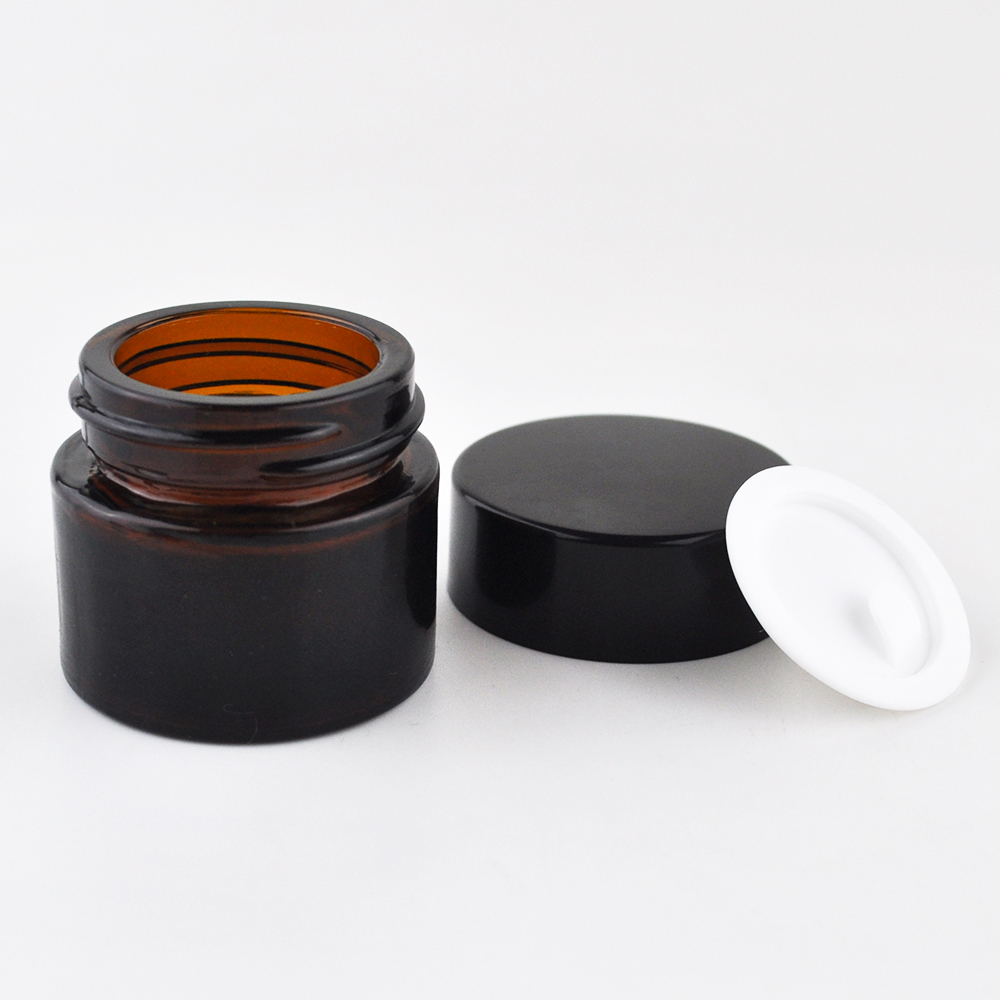 5g 10g 15g 20g 30g 50g 100g glass skin care cream packaging jars with black metal lid and silver lid