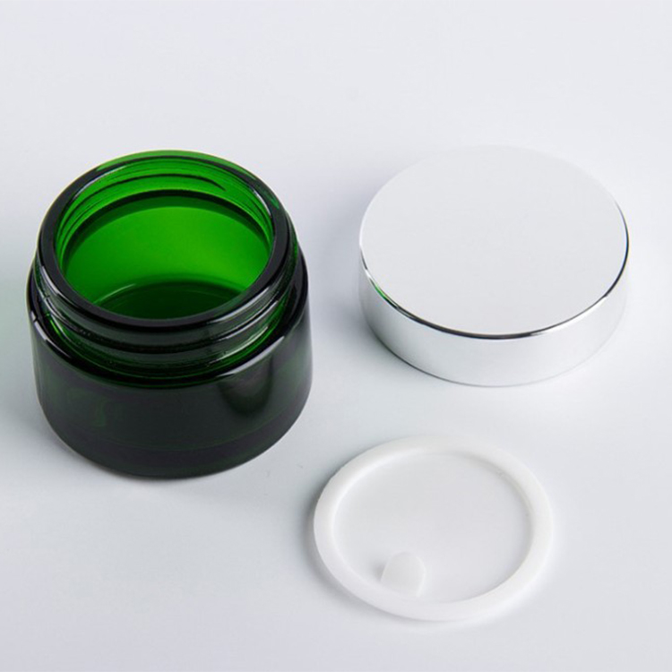 5g 10g 15g 20g 30g 50g 100g green cream glass jar with silver aluminum lid for glass cosmetic jar