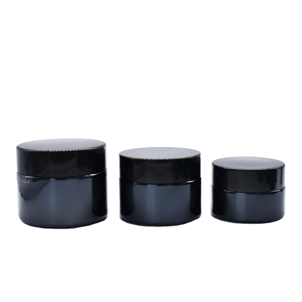 5g 10g 15g 20g 30g 50g 100g original black glass jar with black lid cosmetic use