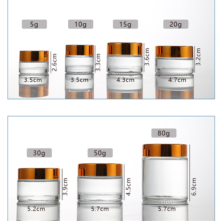 5g 10g 15g 20g 30g 50g 80g Eco Friendly Cosmetic Containers Glass Jars with Lid