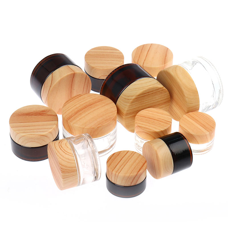 5g 10g 15g 20g 30g 50g Black Clear Glass Cosmetics Jars with White Inner Liners and Black Lids Cosmetics Cream Container Pot