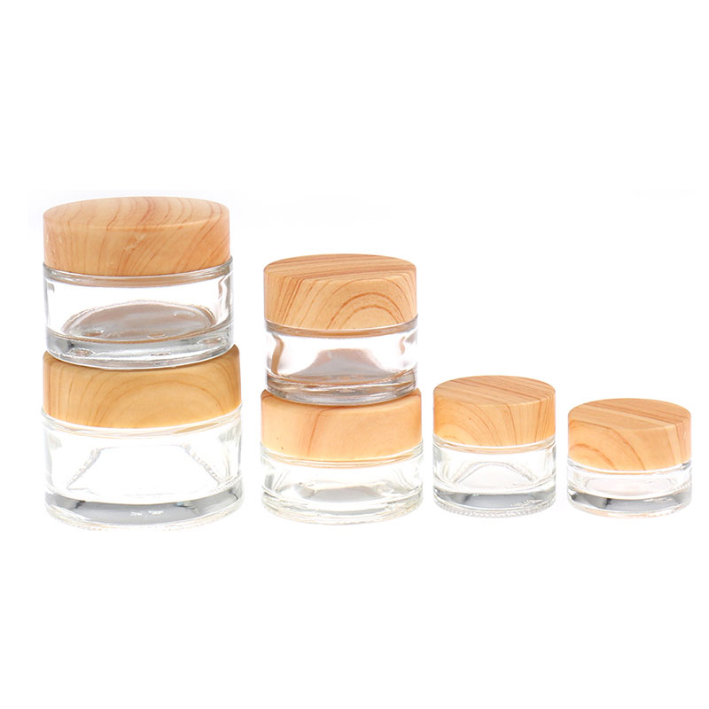 5g 10g 15g 20g 30g 50g Black Clear Glass Cosmetics Jars with White Inner Liners and Black Lids Cosmetics Cream Container Pot