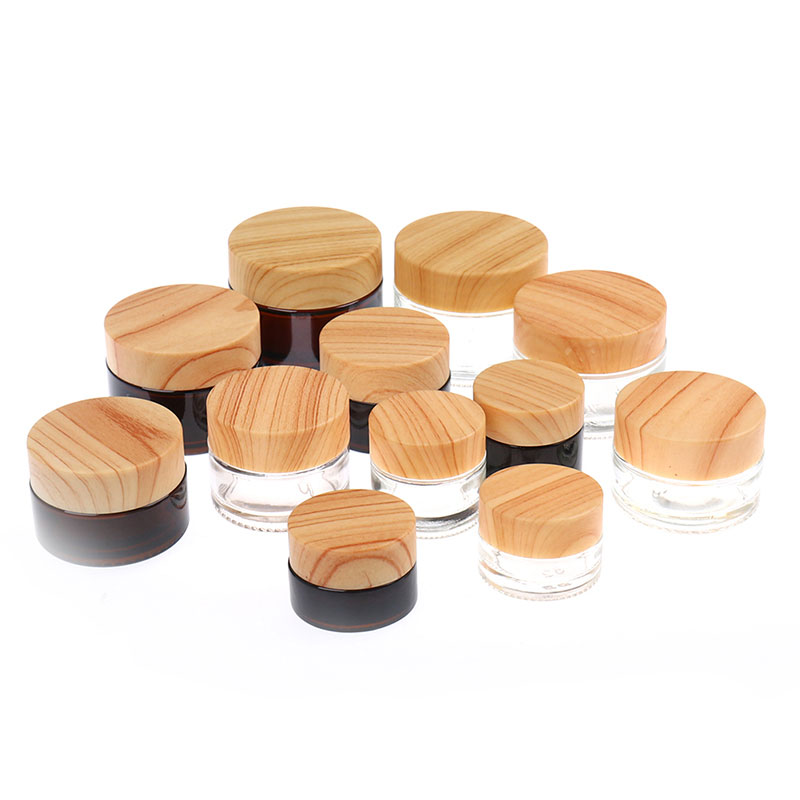 5g 10g 15g 20g 30g 50g Black Clear Glass Cosmetics Jars with White Inner Liners and Black Lids Cosmetics Cream Container Pot