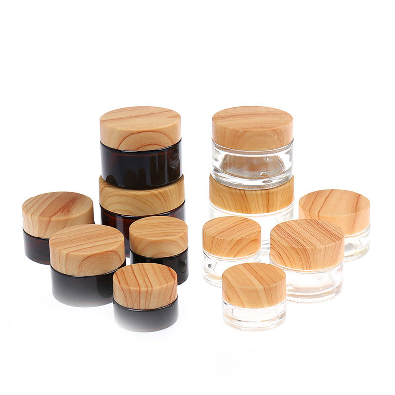 5g 10g 15g 20g 30g 50g Black Clear Glass Cosmetics Jars with White Inner Liners and Black Lids Cosmetics Cream Container Pot