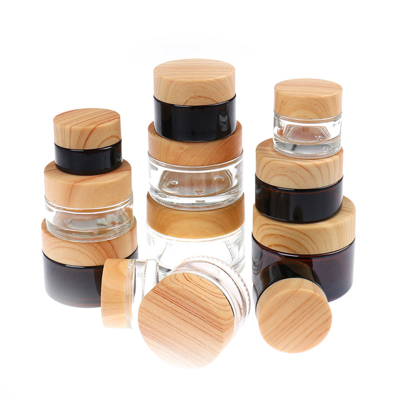 5g/10g/15g/20g/30g/50g Empty Glass Make-Up Cream Jars Cosmetic Packing Bamboo Jar For Skin Care
