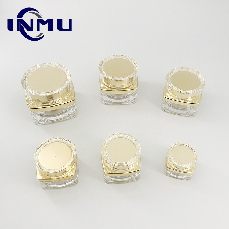 5g 10g 15g 20g 30g 50g Gold Square Acrylic Cosmetic Jar in Stock