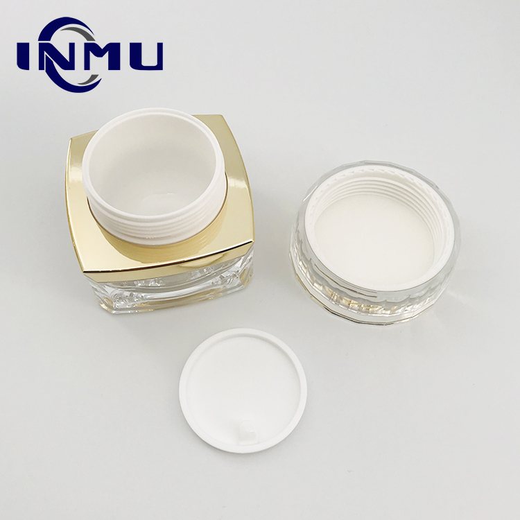 5g 10g 15g 20g 30g 50g Gold Square Acrylic Cosmetic Jar in Stock