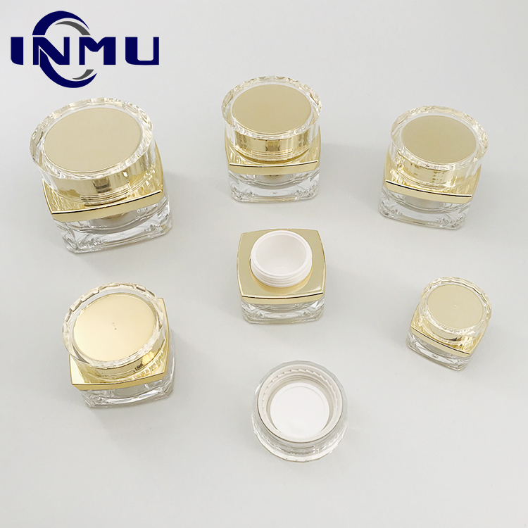 5g 10g 15g 20g 30g 50g Gold Square Acrylic Cosmetic Jar in Stock