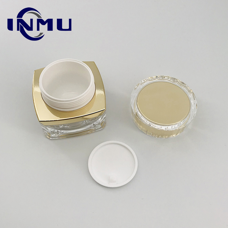 5g 10g 15g 20g 30g 50g Gold Square Acrylic Cosmetic Jar in Stock