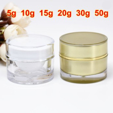 5g 10g 15g 20g 30g 50g Round Acrylic Jar White Gold Jar Container Empty Cream Jar