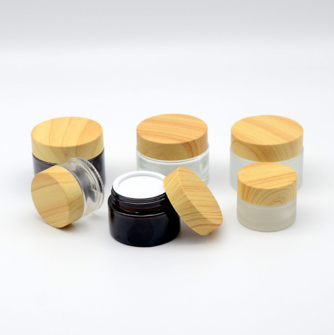 5g 10g 15g 20g 30g 50g amber clear bamboo glass cosmetic jar