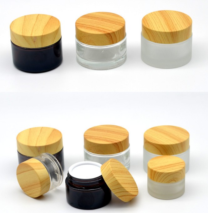5g 10g 15g 20g 30g 50g amber clear bamboo glass cosmetic jar