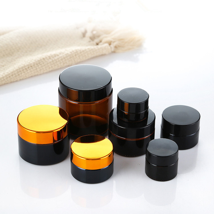 5g 10g 15g 20g 30g 50g clear frosted amber green blue glass cream jar with UV silver gold lids