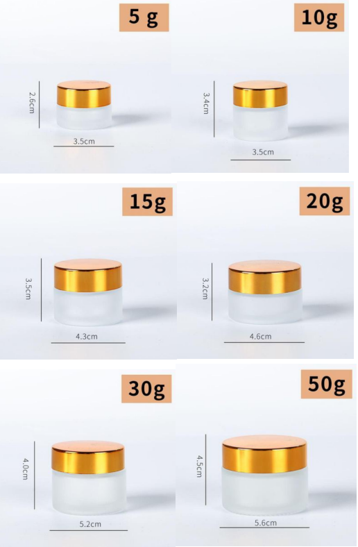 5g 10g 15g 20g 30g 50g frosted glass skin care cosmetic containers cream jar with gold cap