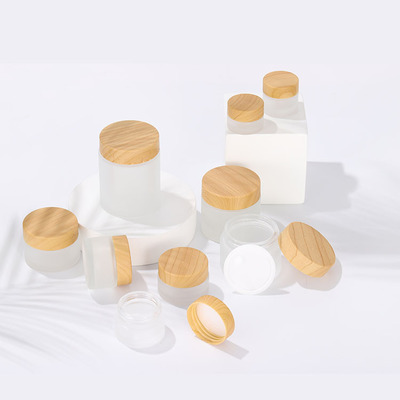 5g 10g 15g 20g 30g 50g glass jar bottle with bamboo lid for facial cream cosmetics container