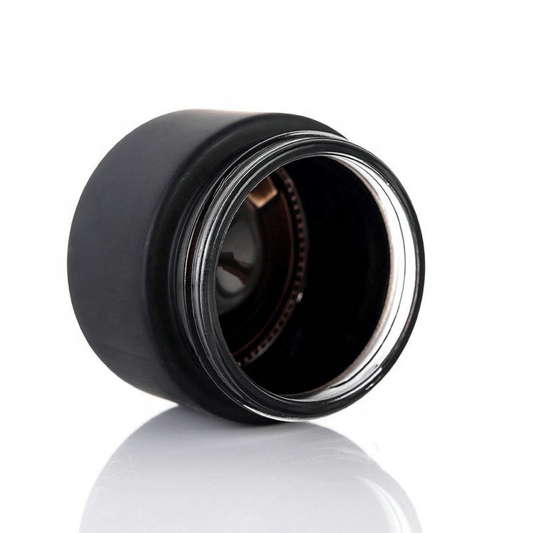 5g/10g/15g/20g/30g/50g round matte black frosted glass cream jars with bamboo lid cosmetic containers jars