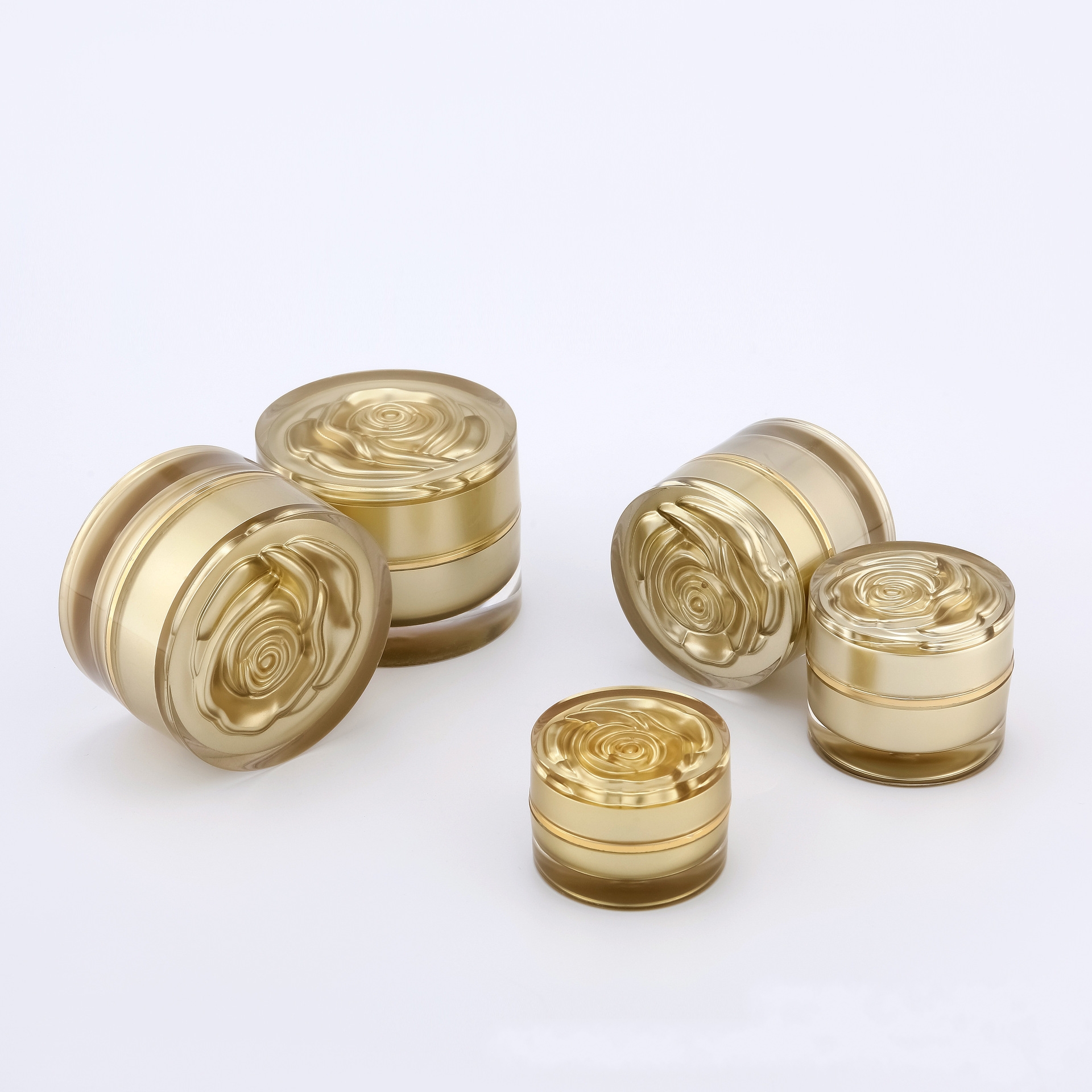 5g 10g 15g 20g 30g Private label cosmetics dispenser containers packaging gold color luxury plastic cosmetic jars