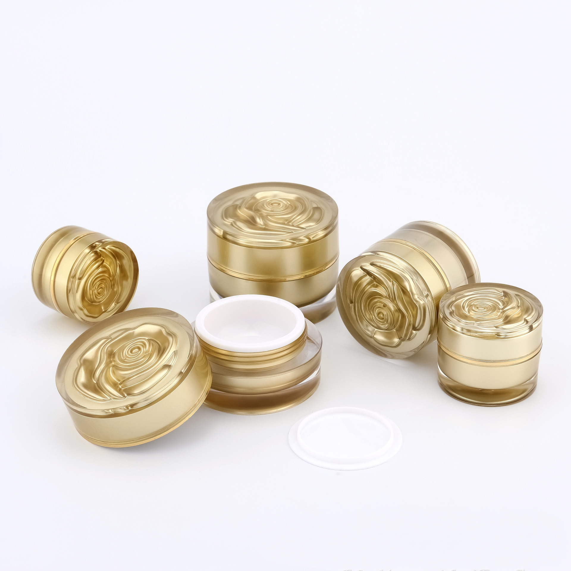 5g 10g 15g 20g 30g Private label cosmetics dispenser containers packaging gold color luxury plastic cosmetic jars