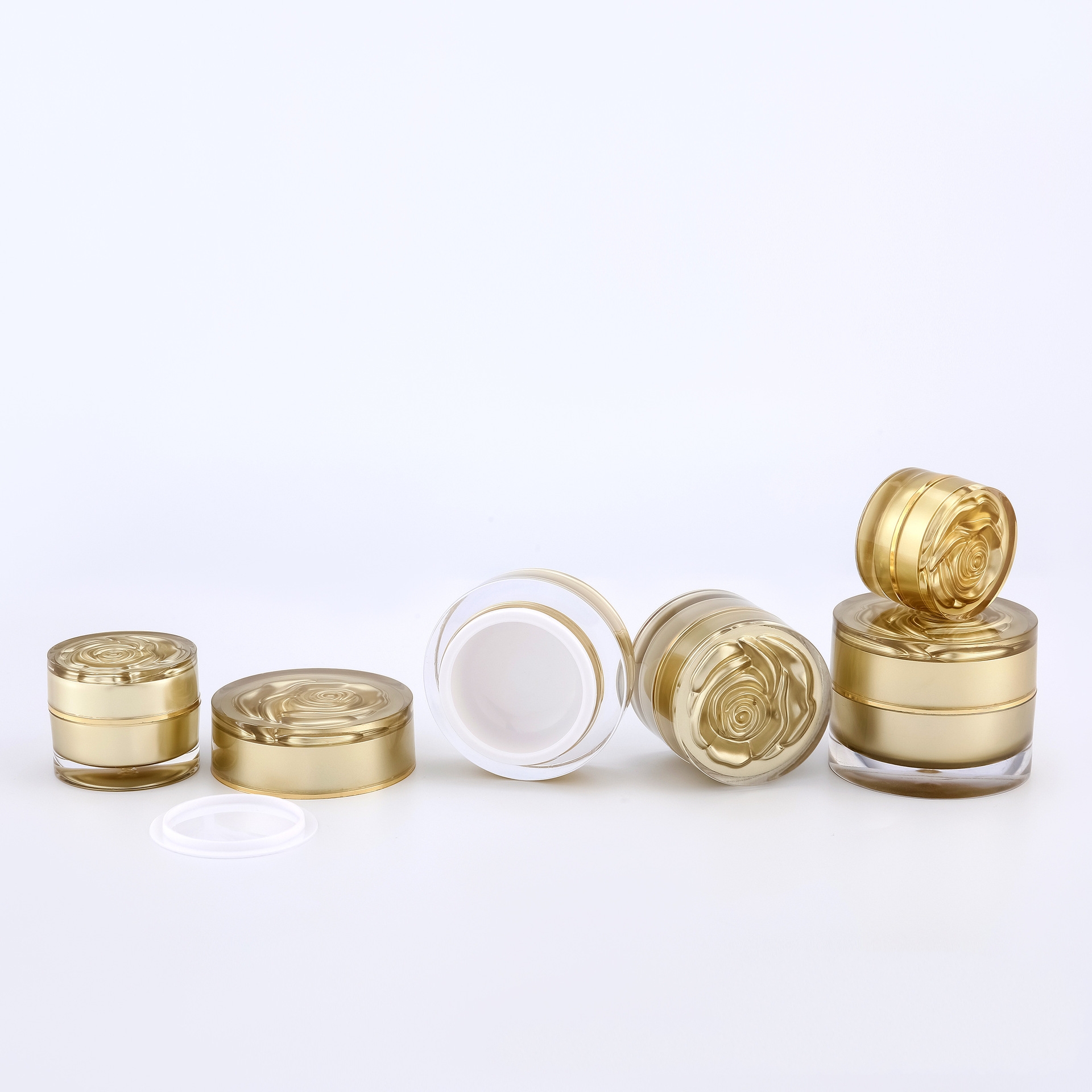 5g 10g 15g 20g 30g Private label cosmetics dispenser containers packaging gold color luxury plastic cosmetic jars