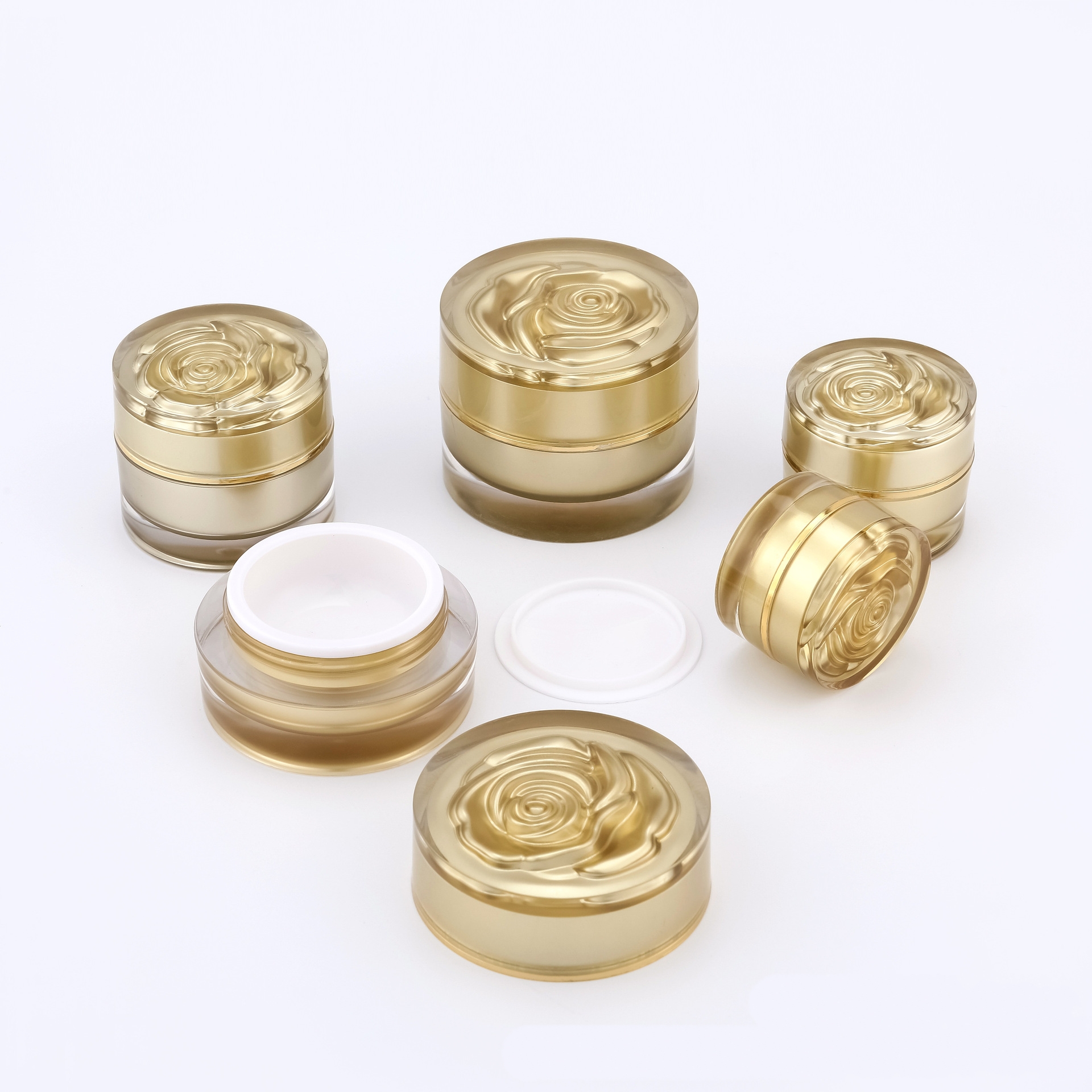 5g 10g 15g 20g 30g Private label cosmetics dispenser containers packaging gold color luxury plastic cosmetic jars