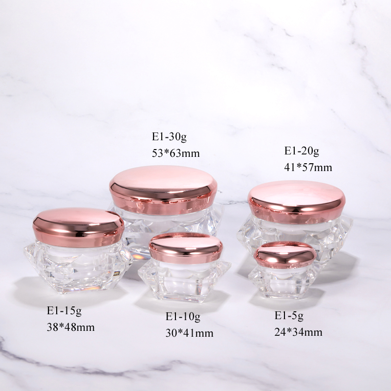 5g/10g/15g/20g/30g Rose Gold or Gold or Silver Acrylic Diamond Cream Jar Plastic Container Jar In stock and Ready to Ship