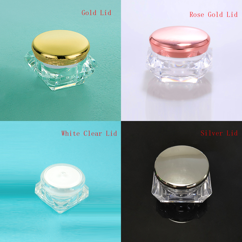 5g/10g/15g/20g/30g Rose Gold or Gold or Silver Acrylic Diamond Cream Jar Plastic Container Jar In stock and Ready to Ship