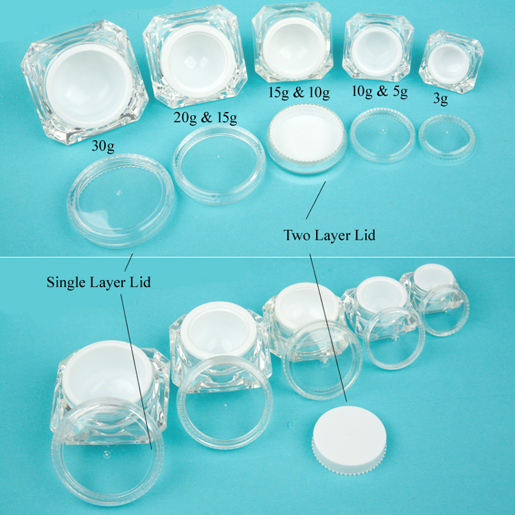 5g/10g/15g/20g/30g Rose Gold or Gold or Silver Acrylic Diamond Cream Jar Plastic Container Jar In stock and Ready to Ship