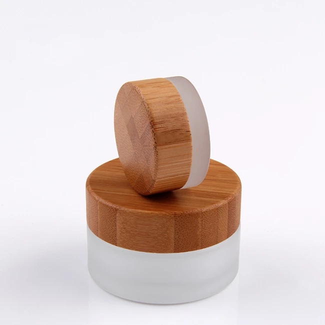 5g 10g 15g 30g 50g 100g 150g 200g Frosted Glass Bamboo Lid Cosmetic Cream Jar