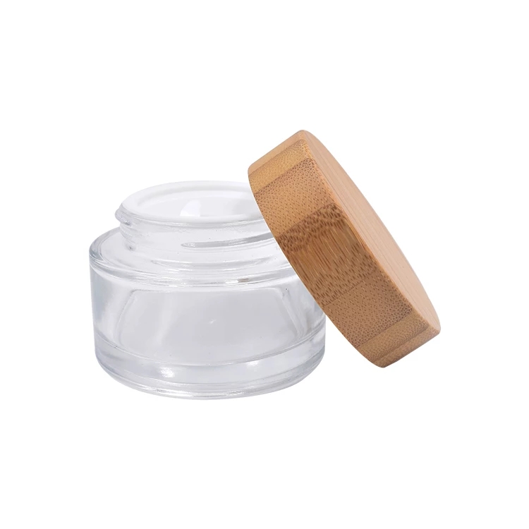 5g 10g 15g 30g 50g 100g 150g 200g Frosted Glass Bamboo Lid Cosmetic Cream Jar