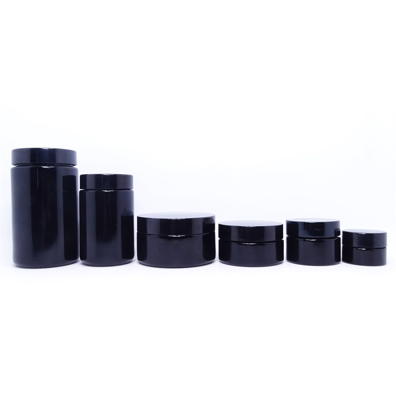 5g 10g 15g 30g 50g 100g 200g big mouth black ultraviolet glass jar black flat plastic cap cosmetic cream dark violet glass jar