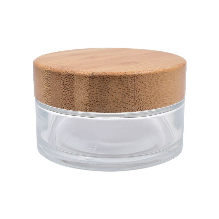 5g 10g 15g 30g 50g 100g 200g cosmetic transparent glass cream jar bamboo lid