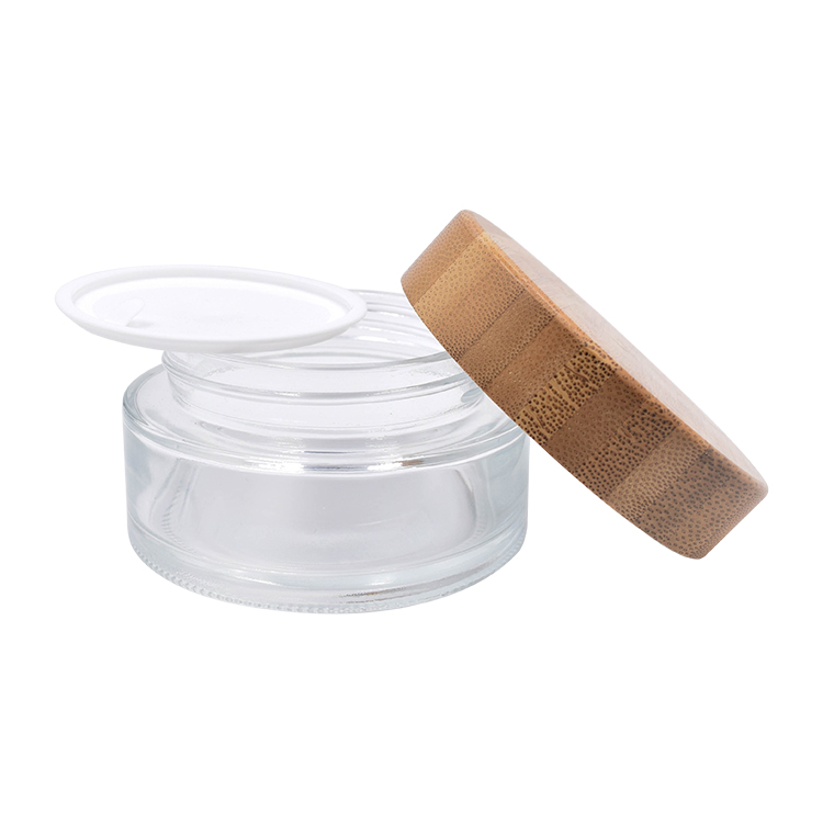 5g 10g 15g 30g 50g 100g 200g cosmetic transparent glass cream jar bamboo lid