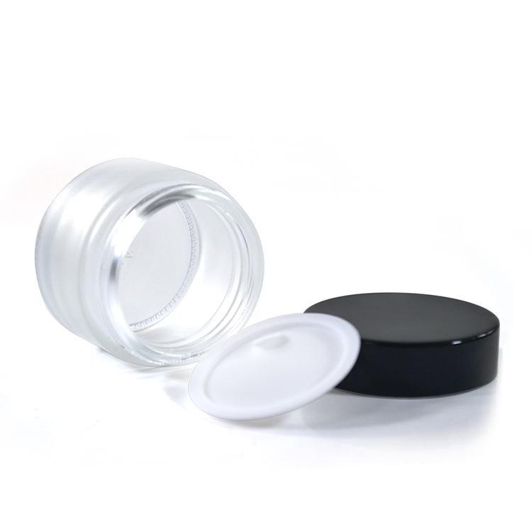 5g 10g 15g 30g 50g 100g Cosmetic packaging round amber green blue black frosted clear glass cream jar with black aluminum cap