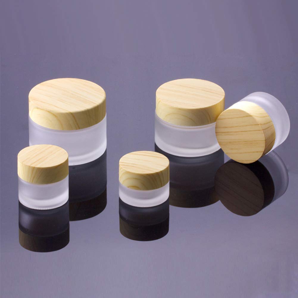 5g, 10g, 15g, 30g, 50g, 100g Eco- Friendly Frosted Clear Glass Face Cream Cosmetic Jar With Bamboo Wood lid