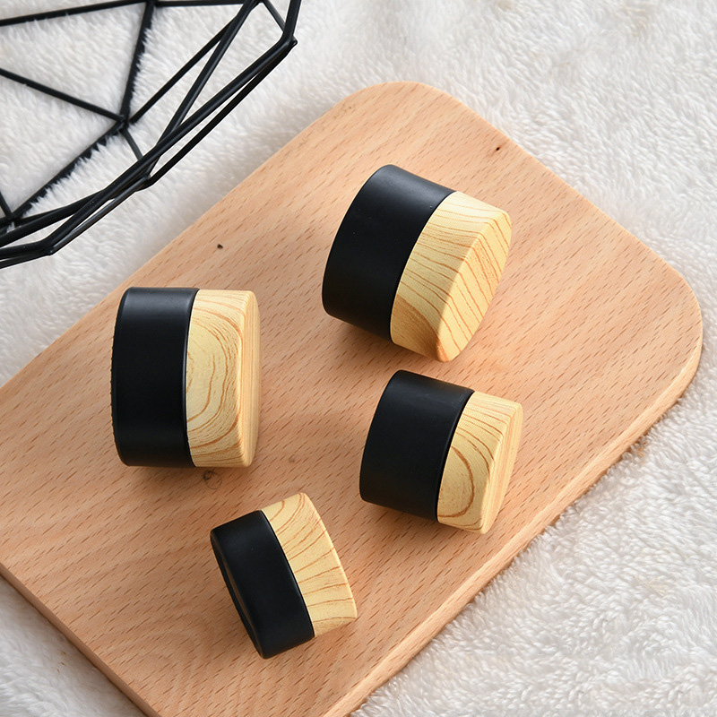 5g 10g 15g 30g 50g 100g Frosted Glass Cosmetic Jar Cream Container With Wood Grain Lid For Face Cream Lotion Balm