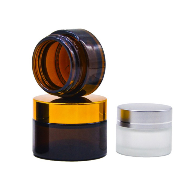5g 10g 15g 30g 50g 100g amber frosted cosmetic cream glass jar with gold aluminum cap for cosmetic jar amber