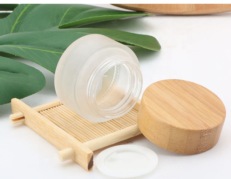 5g 10g 15g 30g 50g 100g child proof safe bamboo lid Pot Container storage bottles package clear frosted glass jar wooden lid/cap