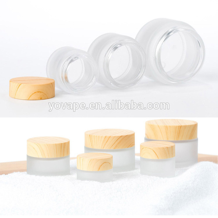 5g 10g 15g 30g 50g 100g childproof bamboo lid used for empty candle/honey clear frosted glass spice jar with wooden cork lids