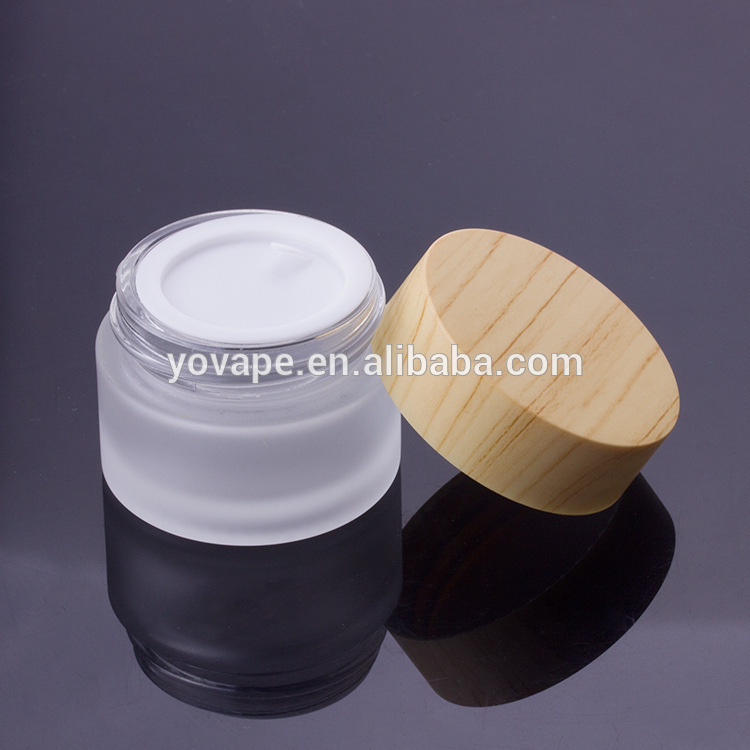 5g 10g 15g 30g 50g 100g childproof bamboo lid used for empty candle/honey clear frosted glass spice jar with wooden cork lids
