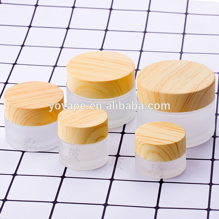 5g 10g 15g 30g 50g 100g childproof bamboo lid used for empty candle/honey clear frosted glass spice jar with wooden cork lids
