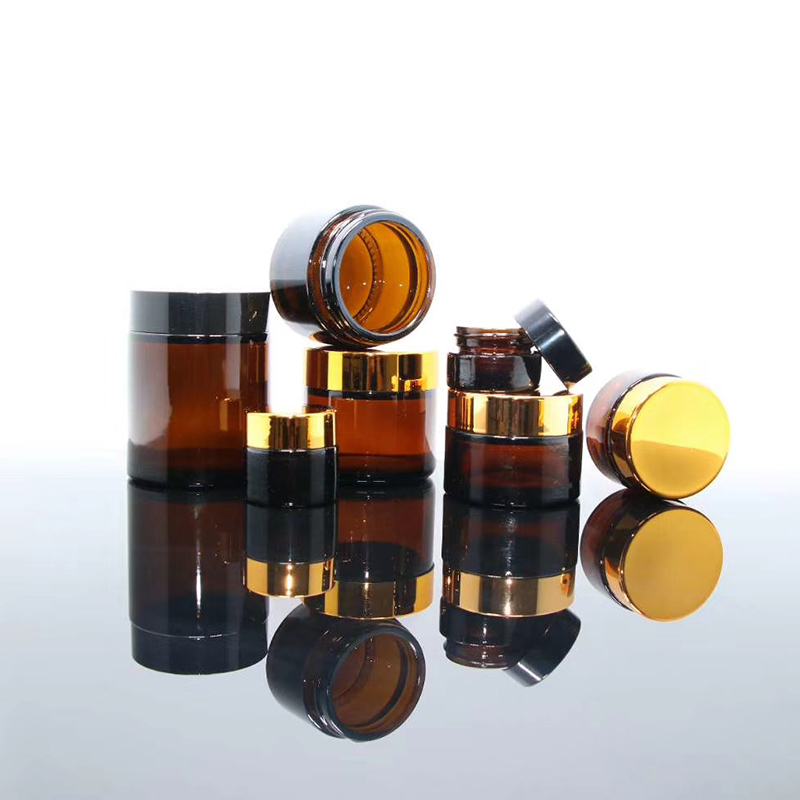 5g 10g 15g 30g 50g 100g clear amber black froest cosmetic cream glass jar with metal  aluminum lid