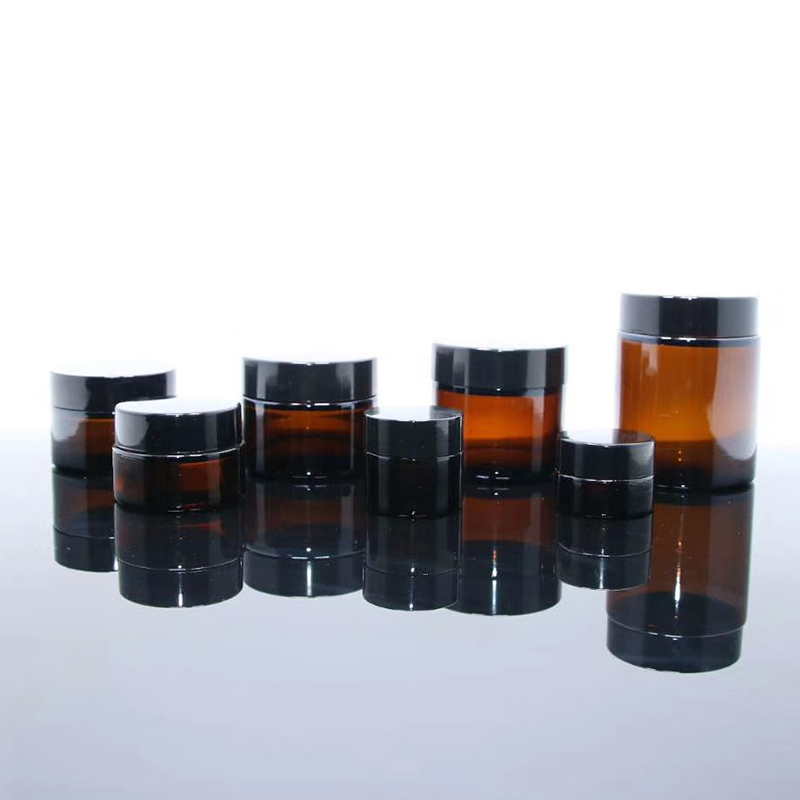 5g 10g 15g 30g 50g 100g clear amber black froest cosmetic cream glass jar with metal aluminum lid