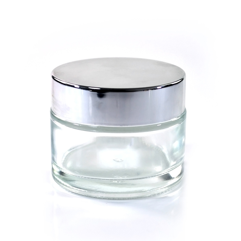 5g 10g 15g 30g 50g 100g clear cosmetic container glass jar with silver black lid for facial cream