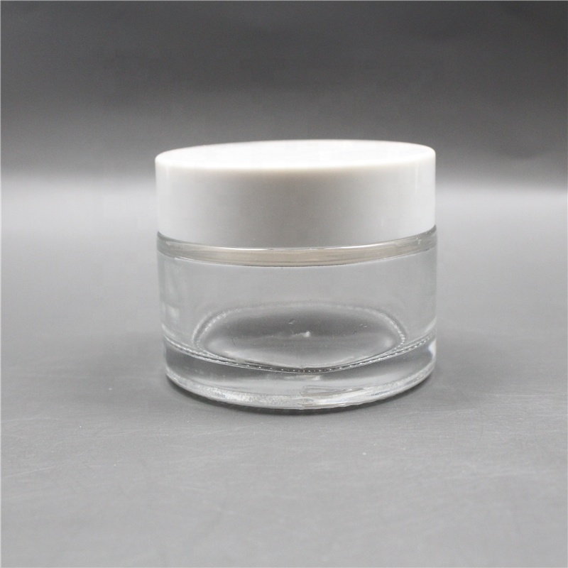 5g 10g 15g 30g 50g 100g clear frosted glass cream jar with black cap for eye/face cream