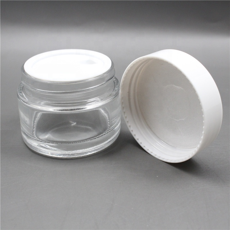 5g 10g 15g 30g 50g 100g clear frosted glass cream jar with black cap for eye/face cream