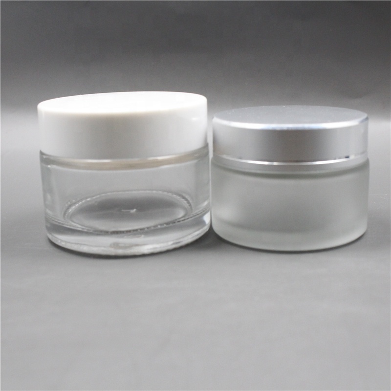 5g 10g 15g 30g 50g 100g clear frosted glass cream jar with black cap for eye/face cream