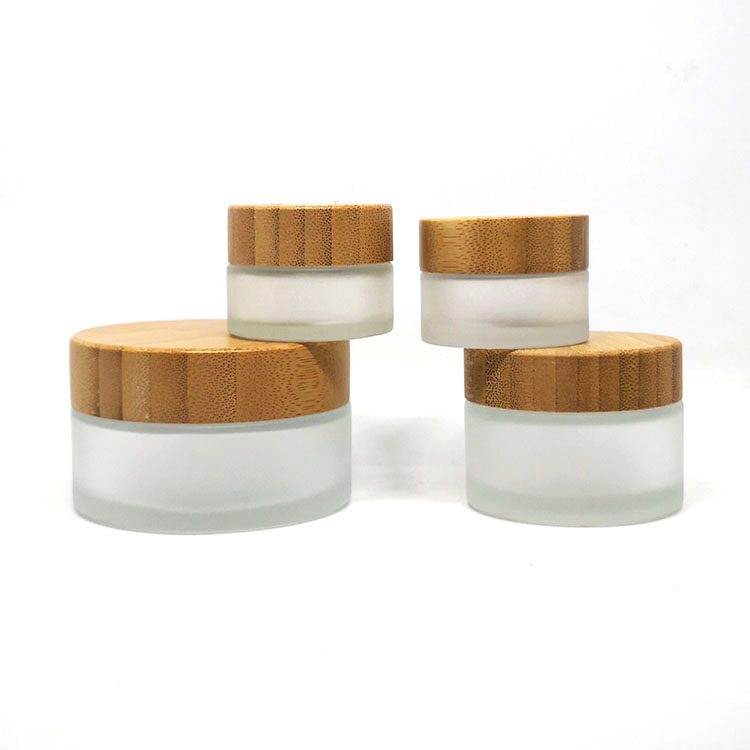 5g 10g 15g 30g 50g 100g cosmetic cream container frosted glass jar with bamboo lid